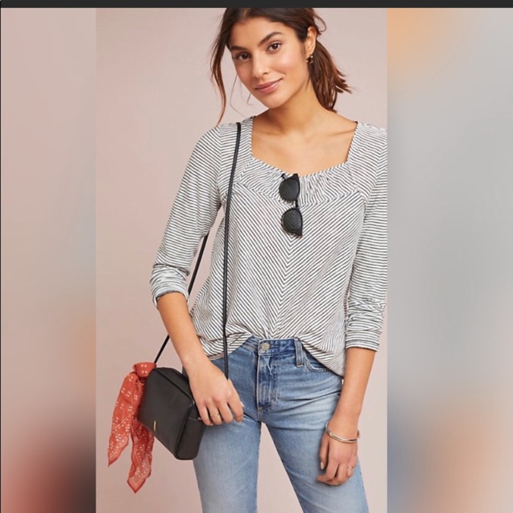 Anthropologie Maeve Kenley Square neck top M